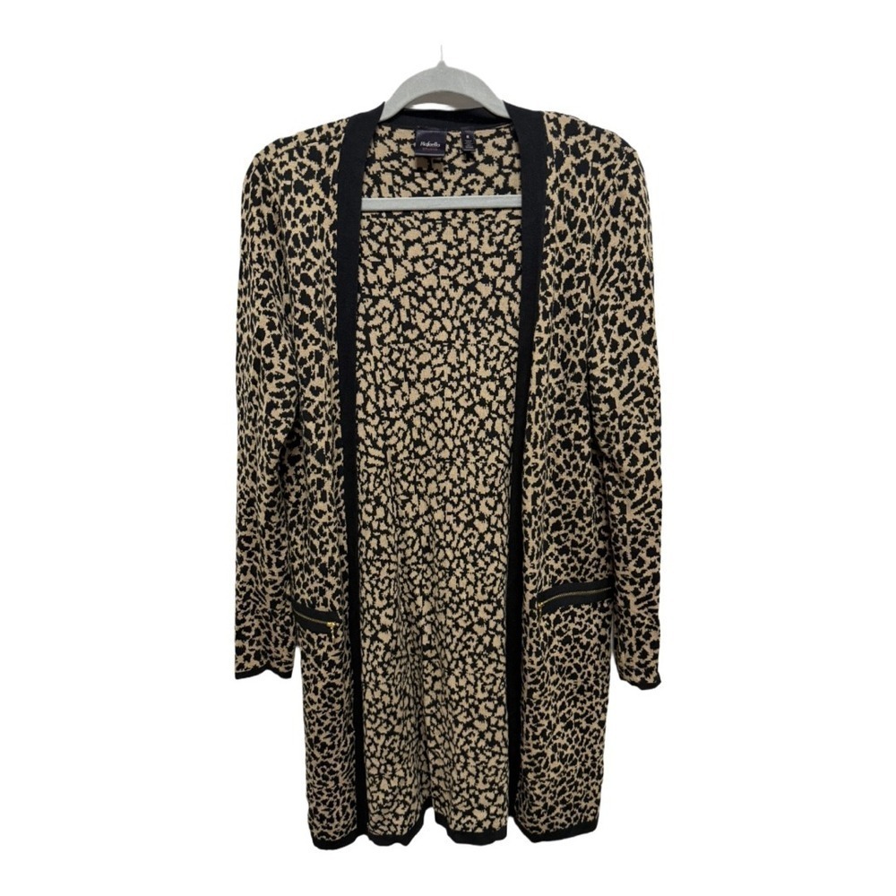 Rafaella Sports Luxury Leopard Print  Open Cardigan Medium Mob Wife Old Money
